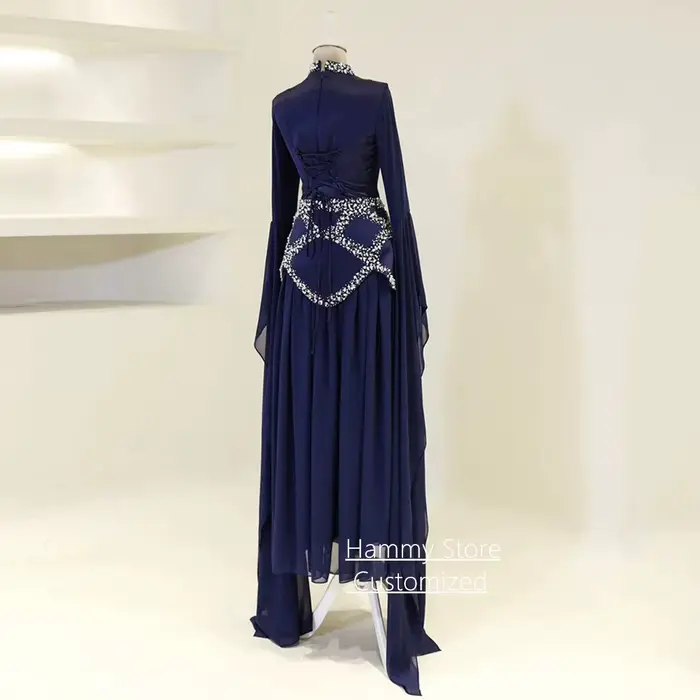 Robe de soirée arabe moderne personnalisée à manches longues