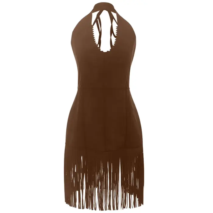 Robe Midi Sexy et Tendance en Daim à Franges