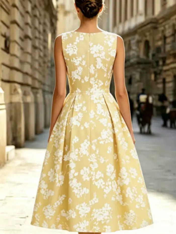 Robe florale à manches courtes