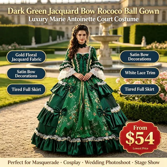 Robe de Bal Verte Renaissance Princesse Pour Femmes Occasions Spéciales Gothisme Victorienne Quinceanera
