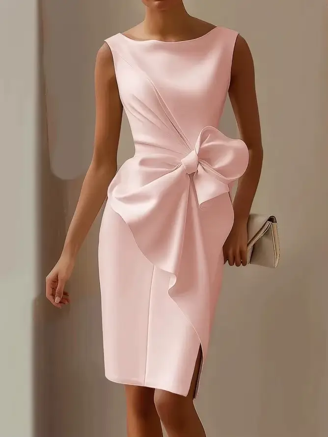 Robe d'été plissée sans manches pour femmes, nouvelle mode, avec nœud sur les hanches, Sexy et éléga