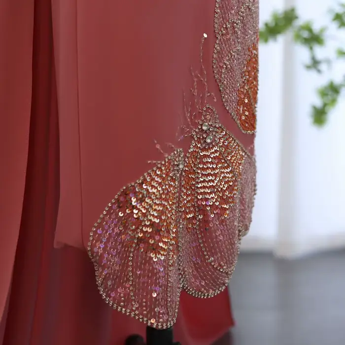 Robe de soirée Sharon Said perlée papillon festonné pour femmes occasions spéciales soirée officielle mariage Dubaï