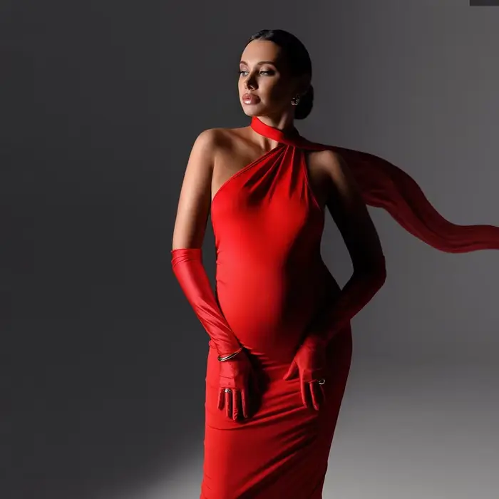 Robe de maternité sexy dos nu pour femme enceinte