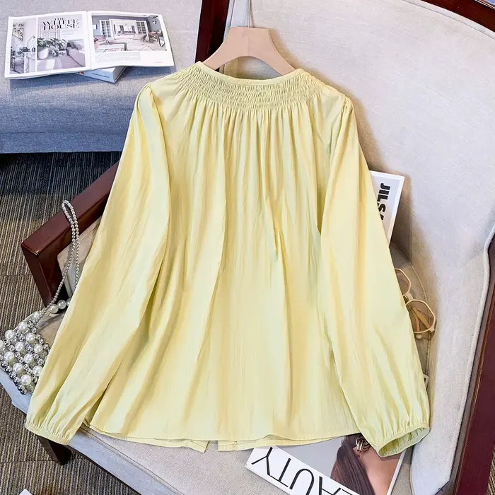 Nouveau chemisier en polyester grande taille col rond avec manches lanternes pour femmes grandes tailles automne-hiver 2026 occasions spéciales