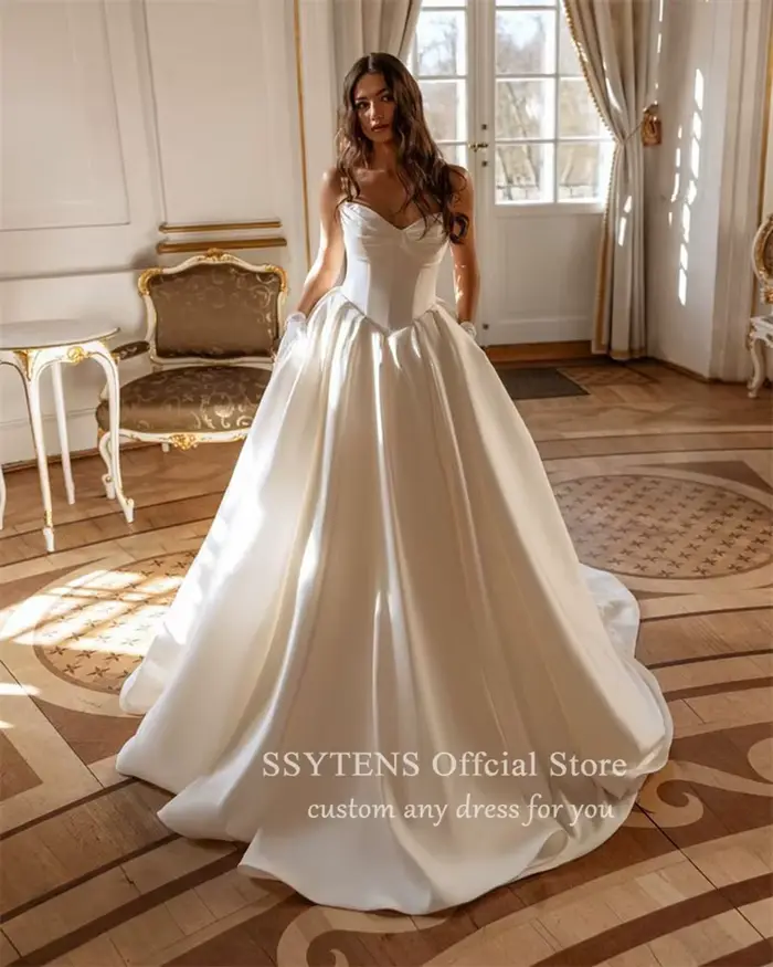 Robe de mariée princesse en satin pour femme
