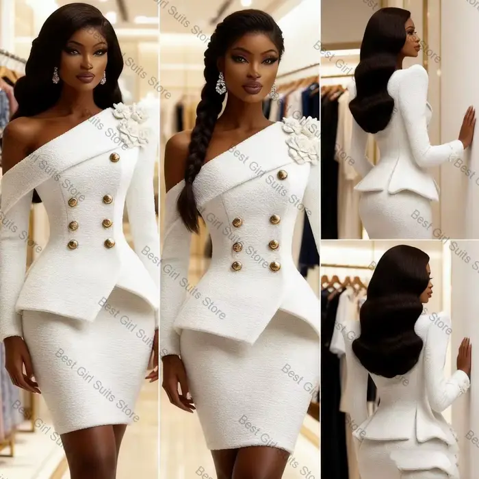 Ensemble jupe de costume blanc pour femmes