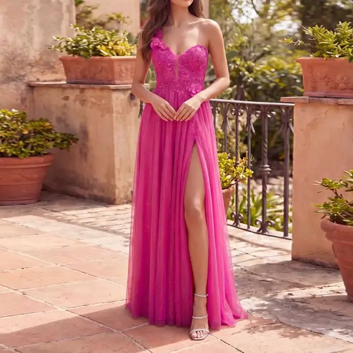 Robe de soirée personnalisée asymétrique à épaule unique