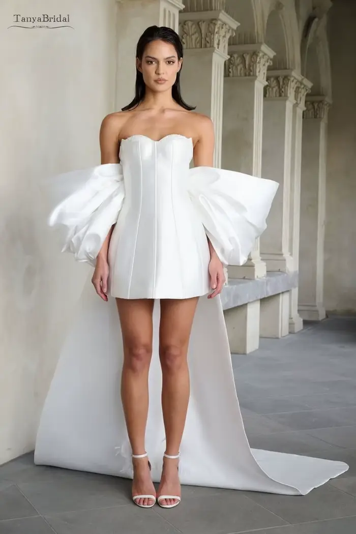 Cape à nœud de mariage avec train élégante en satin pour mariée occasions spéciales polyvalente