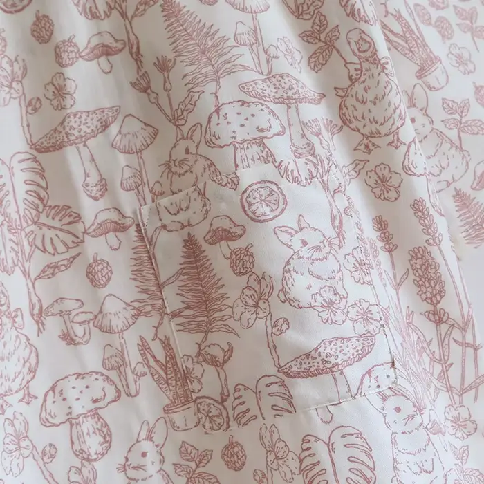 Robe Kimono Japonaise Imprimée Forêt de Champignons 100% Coton Femmes Taille M L Occasions Spéciales Printemps Été