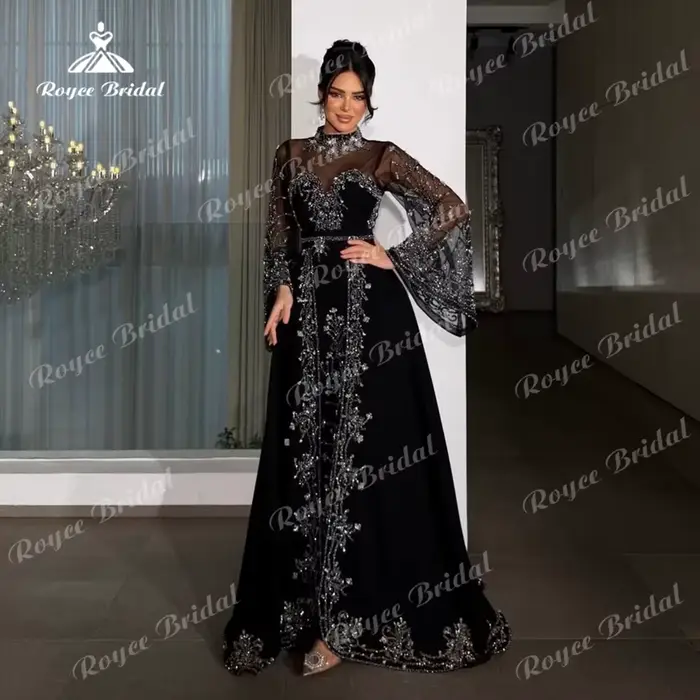 Robes de soirée de luxe à col montant et coupe trapèze 2026 pour femmes, tenues de soirée formelles