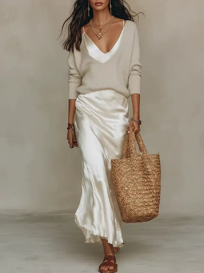 Ensemble chic en satin 2 pièces pour femme, robe longue sans manches à bretelles pour femme, hauts à