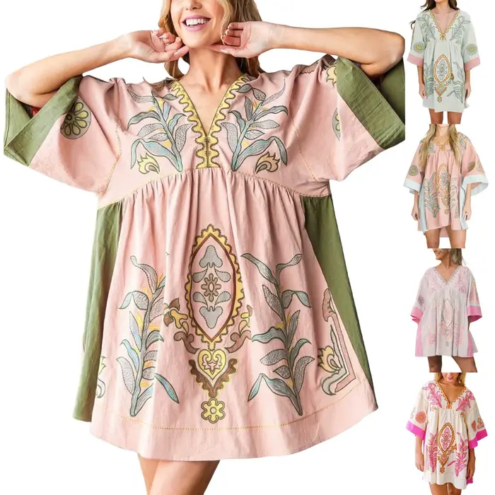 Robe Boho Élégante en Polyester Souple, Style Décontracté, Polyvalente pour Toutes les Occasions, Idéale pour Plage, Ville et Cérémonies Spéciales