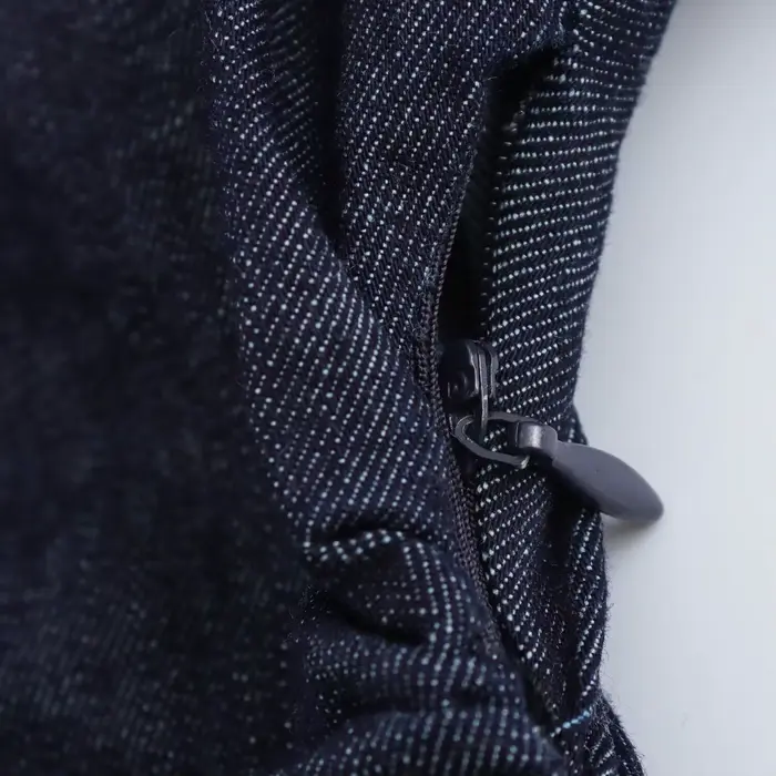 ETJ 2025 printemps nouvelle série 1975 robe MIDI en denim avec revers côté fermeture éclair mode rides taille mince
