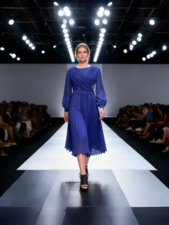 Robe plissée pour femmes – Strass rose poussiéreux orné