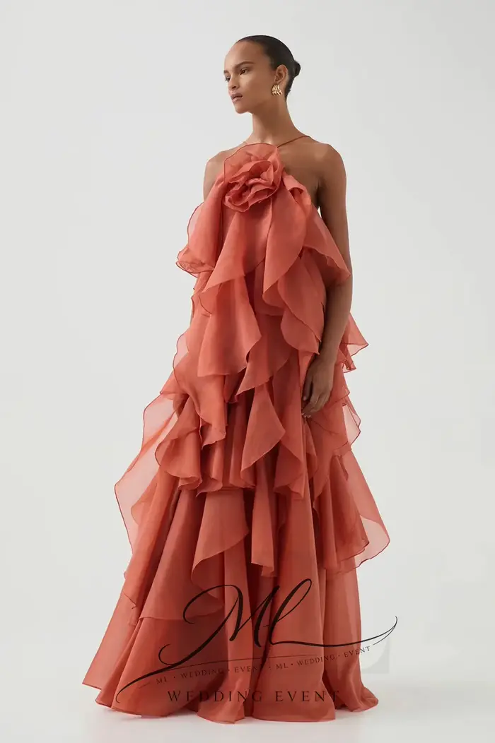 Robe de soirée vintage ML à volants superposés