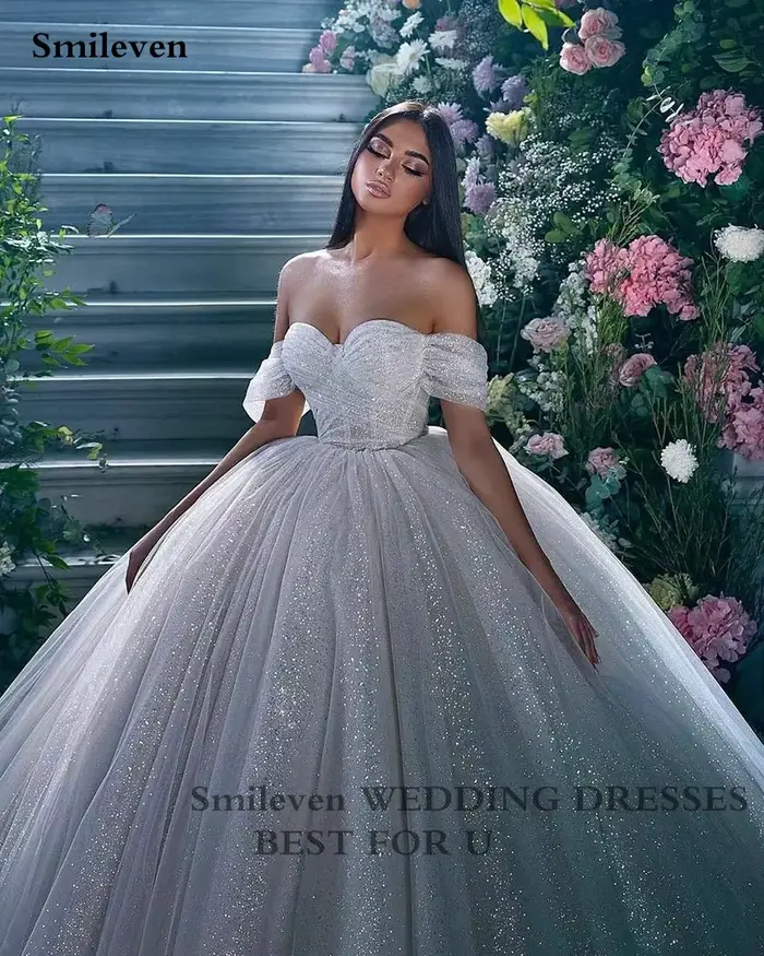Smileven – Robe De mariée princesse à épaules dénudées