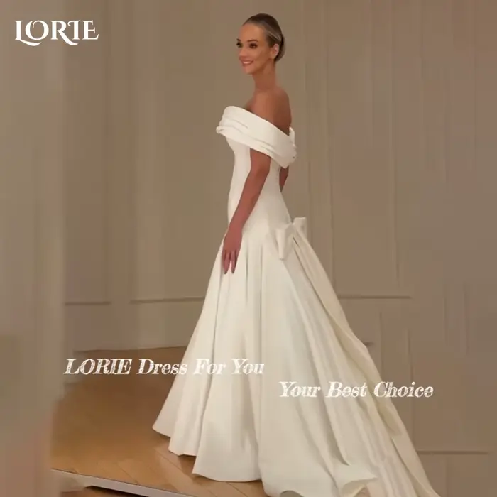 LORIE Boho robe de mariée Sexy épaules dénudées dos nu nœud ivoire blanc longue