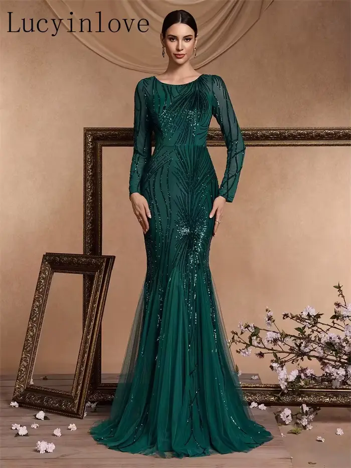 Robe de soirée en tulle polyester sirène pour femmes élégantes occasions spéciales bal soirée officielle