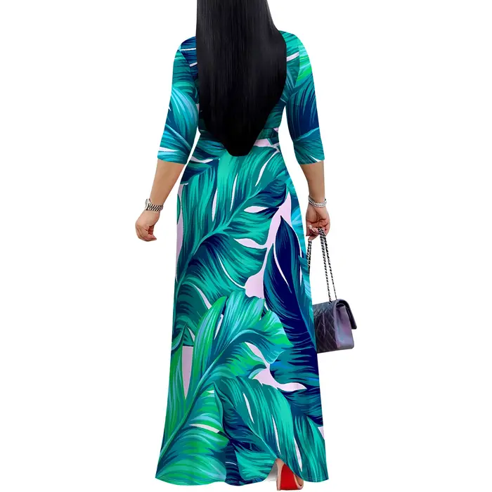 Robe portefeuille à col en V mi-longue florale ajustable pour femmes printemps été vacances occassions spéciales