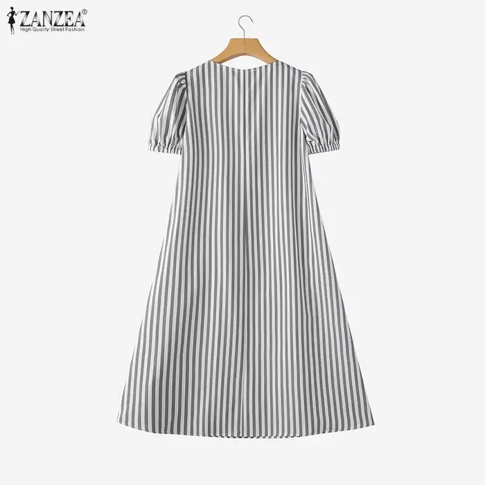 ZANZEA Robe d'été élégante à rayures pour femme 2026