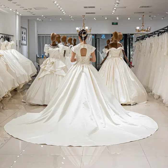9159 robe de mariée personnalisée 2025 dentelle or satin