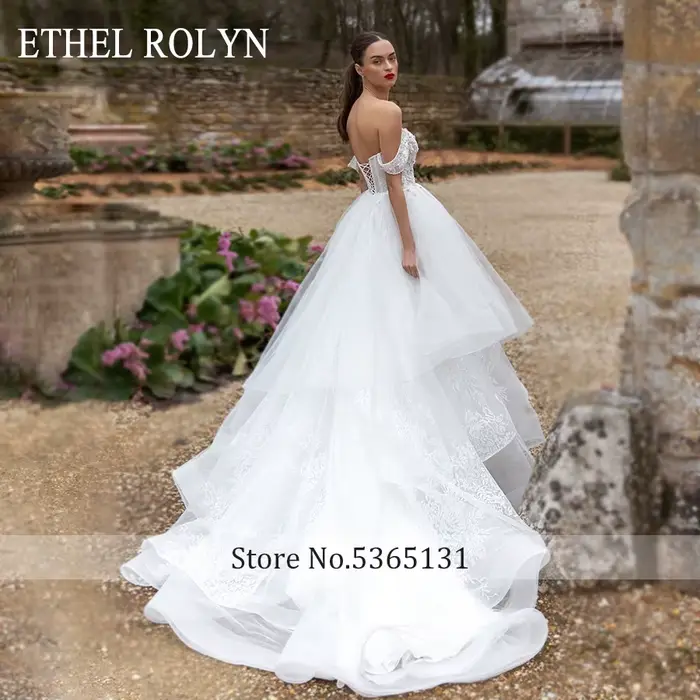 ETHEL ROCirCN-Robe de Mariée Trapèze Sexy avec Perles Élégantes