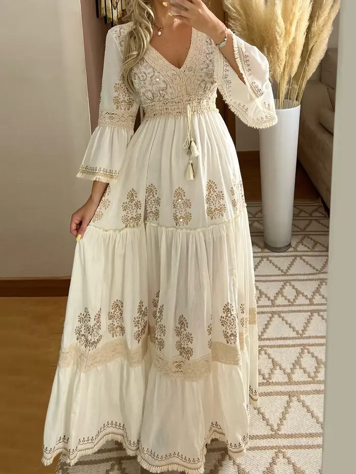 Robe longue pour femme élégante à franges
