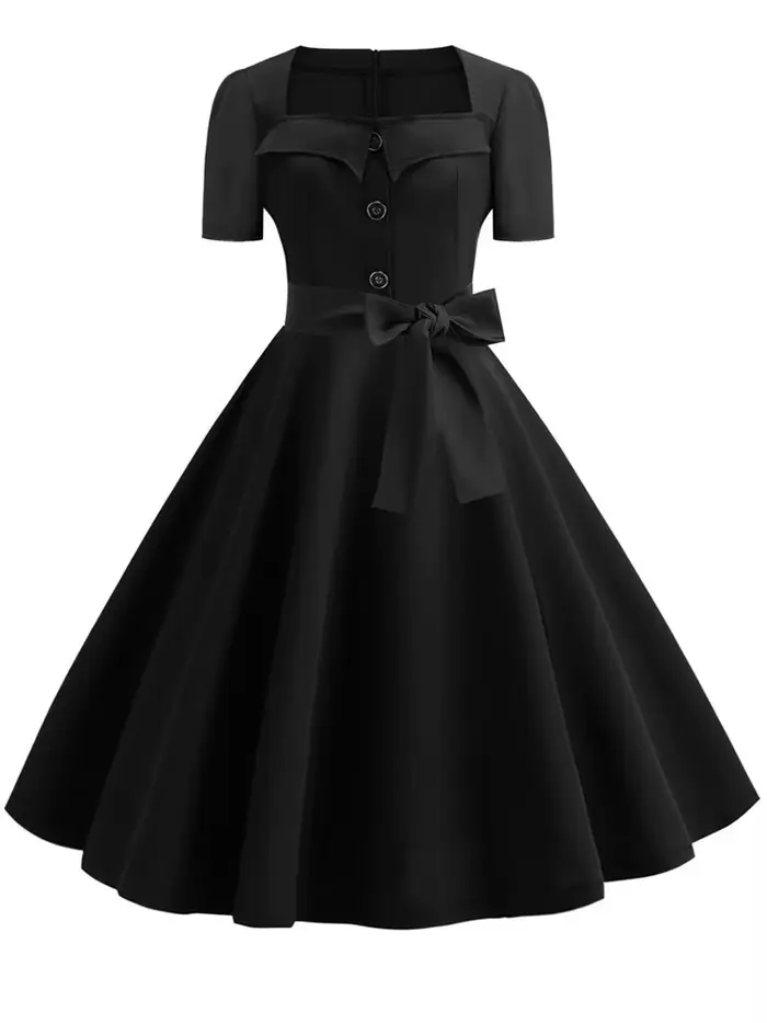 Robe rockabilly swing pin-up vintage chic pour femmes occasions spéciales été polyester et coton taille large palette de couleurs