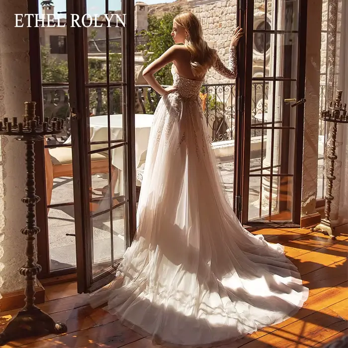 ETHEL ROCirCN-Robe de mariée A-ligne, charmante robe froncée, chérie, appliques perlées, mariée One 