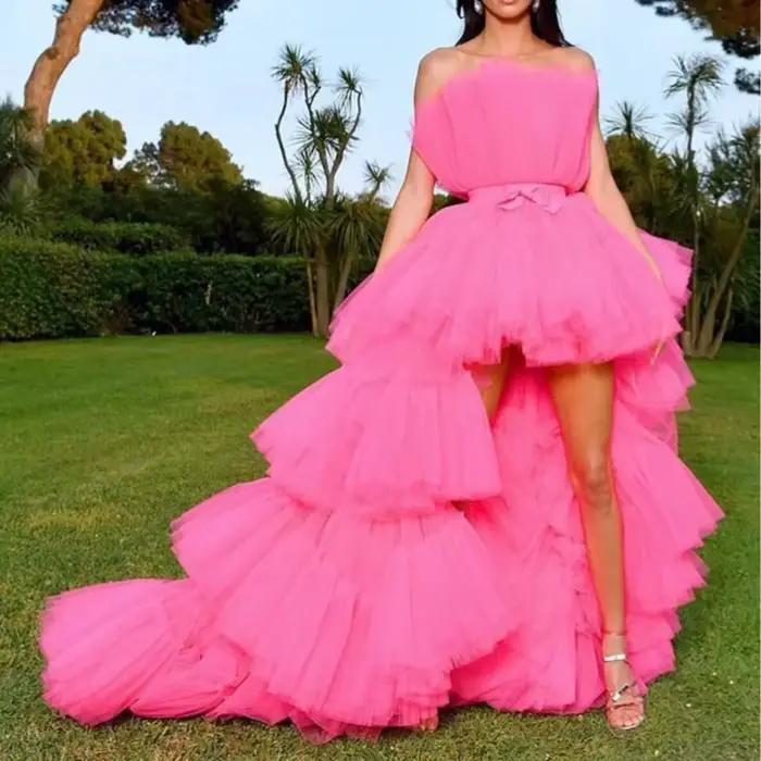 Robe de soirée rose 2026 élégante avec décolleté cuillère et décoration en dentelle pour femmes, soirée officielle, gala, bal de fin d'études