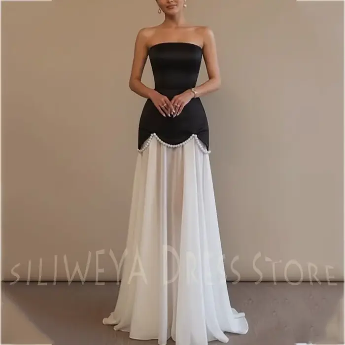 Robes de soirée chics et simples, coupe trapèze, longueur au sol, élégantes, sans bretelles, sans ma