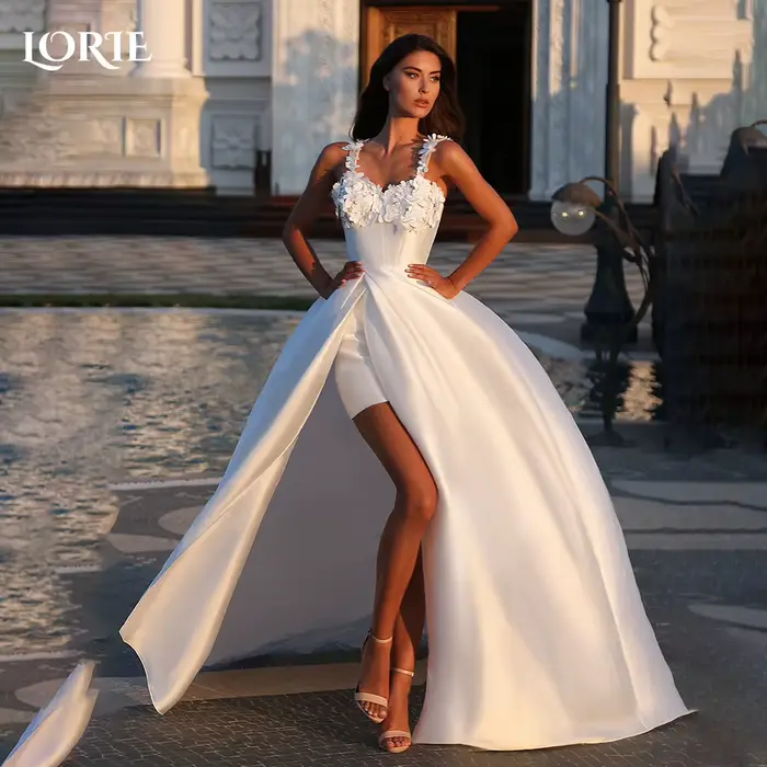 LORIE 3D fleur robes de mariée haute fente chérie robe de mariée dos nu robes de mariée robe de mari