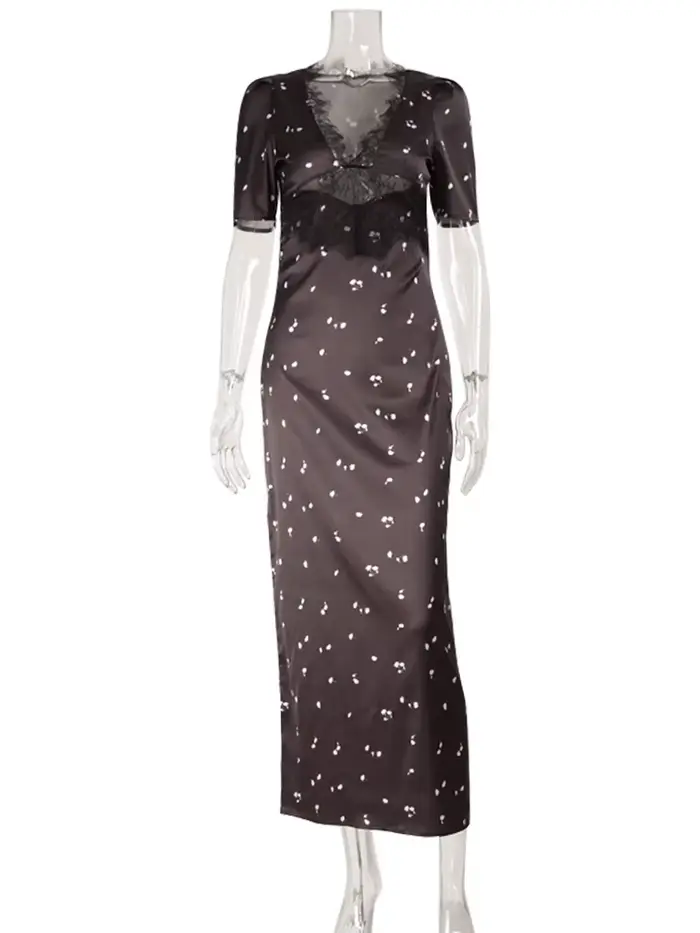Robes Maxi en dentelle imprimé Patchwork pour femmes