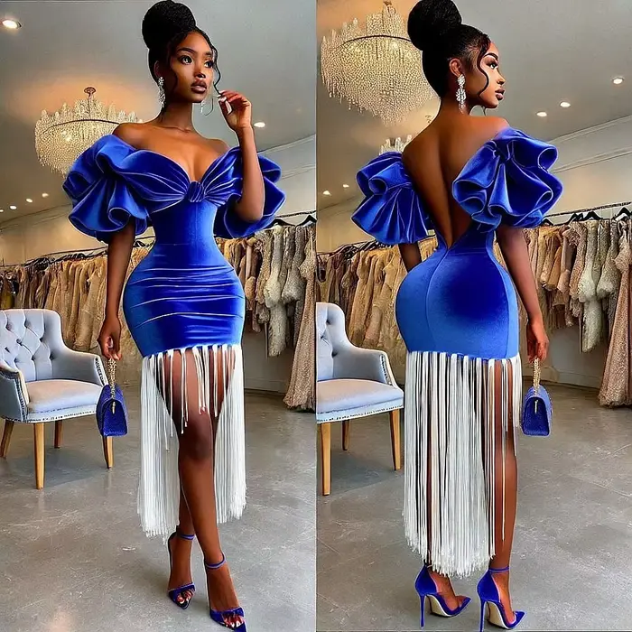 Robe de bal asymétrique en velours