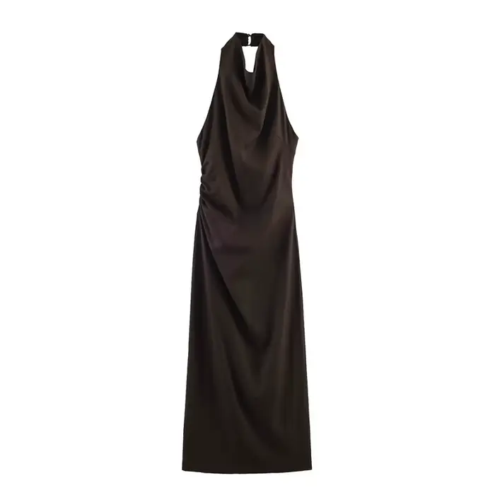Nouvelle robe midi en lin mélangé, style décontracté, élégante et gracieuse