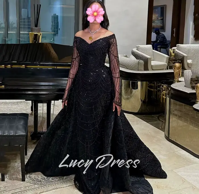 Lucy personnalisé robes de soirée luxueuses 2025 femme robe de soirée robe d'occasion spéciale paillettes tissu robes de bal فساتmavera