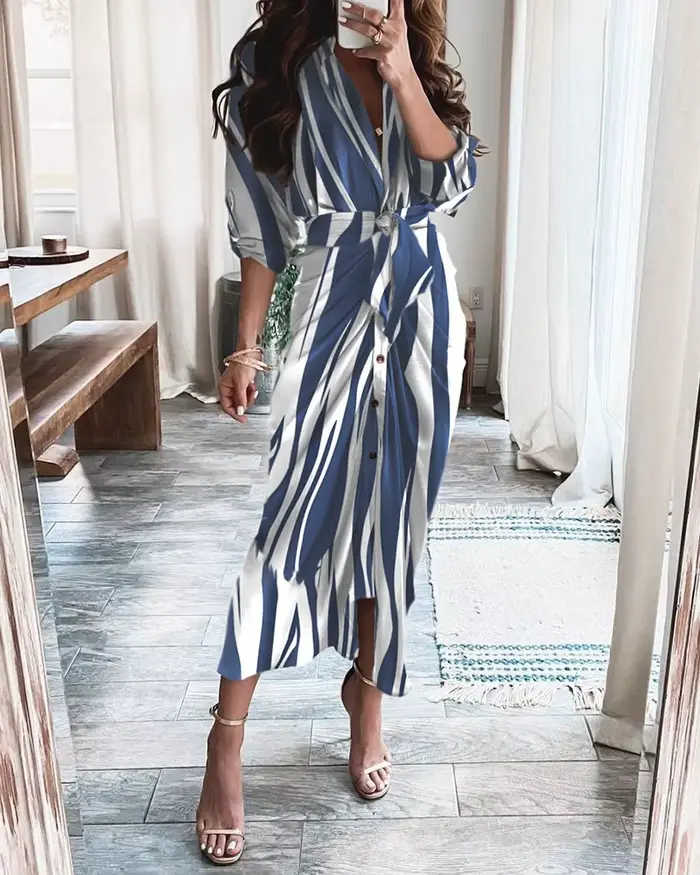 Robe midi chic à imprimé géométrique et léopard