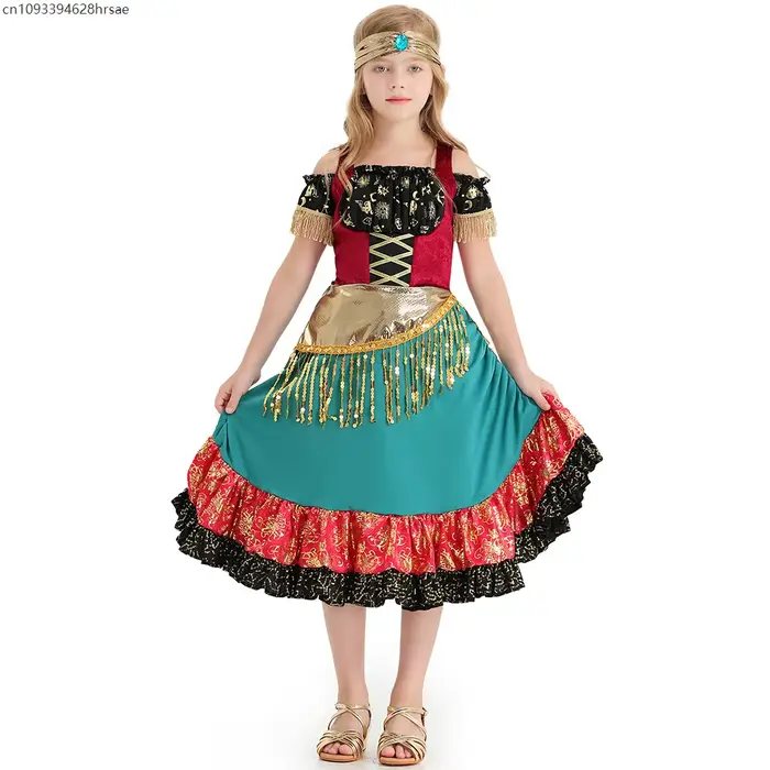 Robe de flamenco pour femmes adultes, robe de danse de valse et de tango, costume folklorique pour f