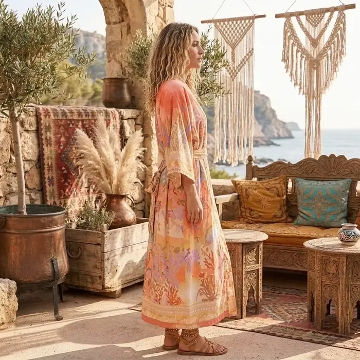 Mod ie-Robe kimono à manches chauve-souris pour femme