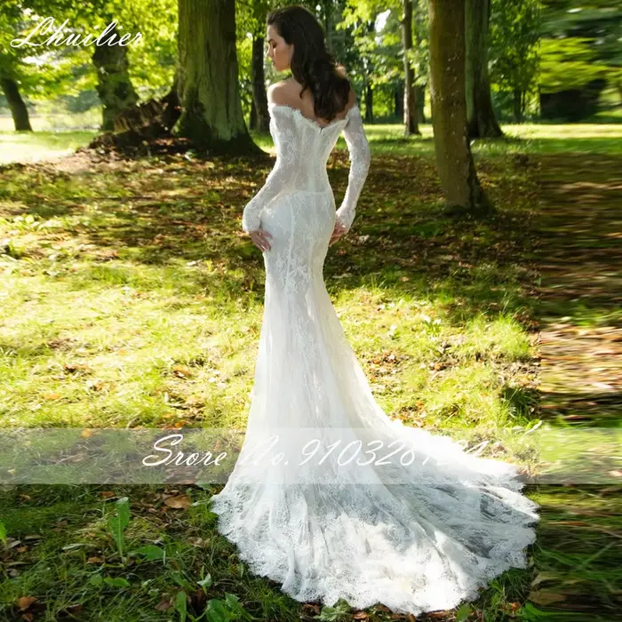 Robe de mariée sirène en dentelle personnalisée avec train court pour femmes pour occasions spéciales