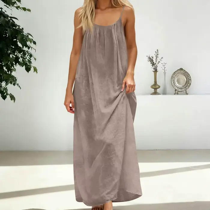 Robes Camisoles Dos Nu, Robes de Détente à Dos Ouvert, Robes d'Intérieur Sans Manches à Bretelles Fi
