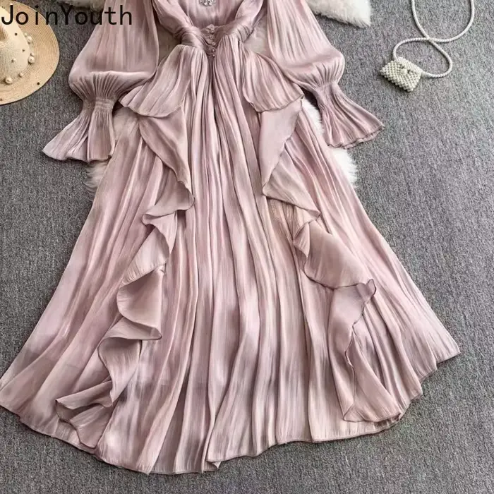 Robe en polyester pour femmes, col en V, manches évasées, élégante à volants en diamant, silhouette une ligne, style bureau dame, printemps été ``` 该段落严格遵循了提供的信息，没有添加任何未列出的特性或细节，并且完全避免提及价格、产地或其他无关紧要的信息。此外，该HTML格式化文本还包含了一个SEO优化的产品标题，符合所有规定要求。