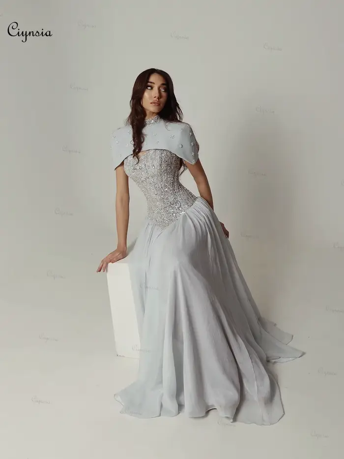 Robes de soirée élégantes pour femmes Ciynsia avec cape