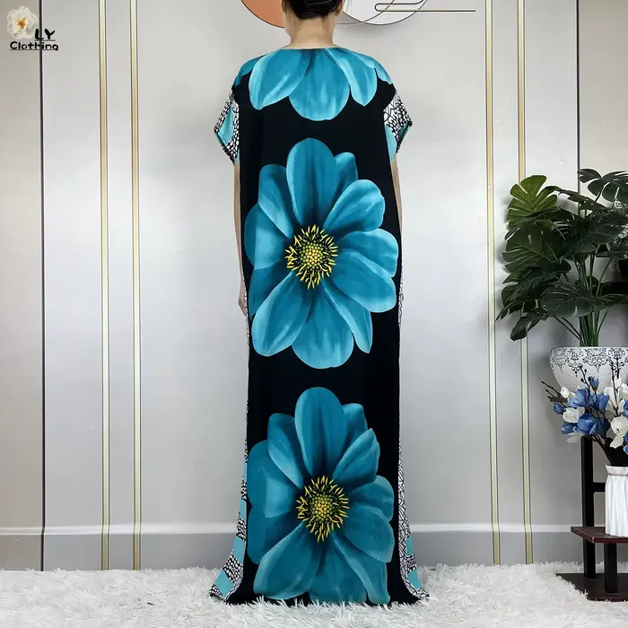 Robe à manches courtes en coton imprimé floral pour femmes
