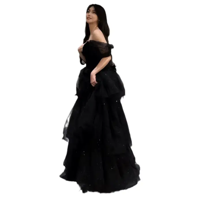 Robe de soirée noire sexy col bateau pour bal anniversaire cérémonie de remise de diplôme femmes occasions spéciales élégante soirée mariage