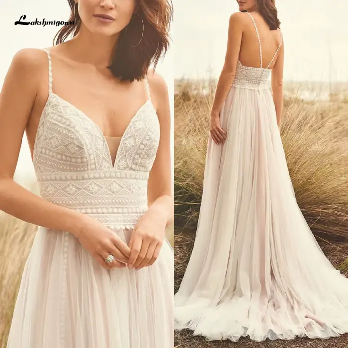 Lakshmigown Robe de mariée Boho Robe de mariée dentelle corsage Robe de mariée élégante robes de mar