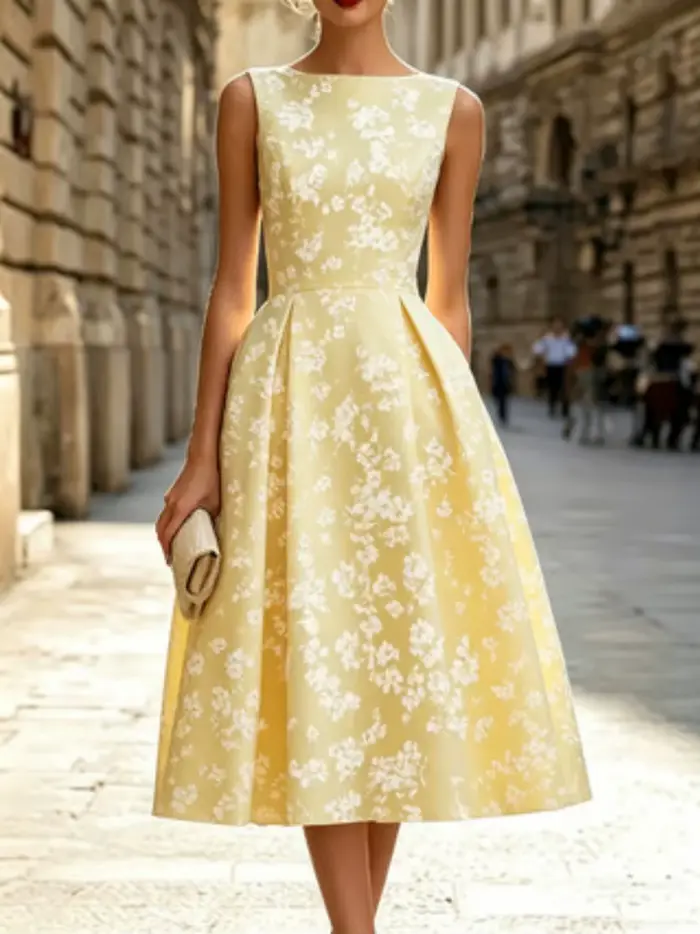 Robe florale à manches courtes