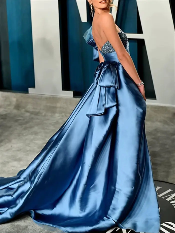 Robe de Soirée en Satin avec Paillettes