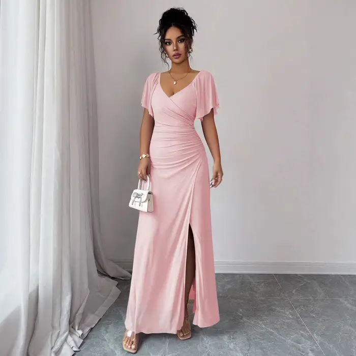 Robe de soirée élégante pour femme à col en V