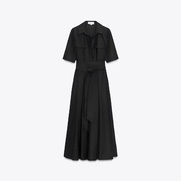 Robe décontractée à col rabattu pour femmes, manches courtes, ligne a, ajourée, mode été automne 202